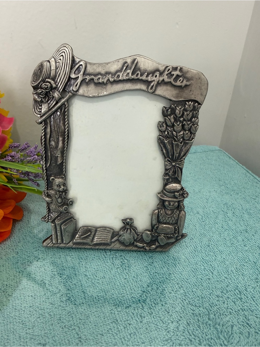 Granddaughter Embossed Silver-Style Decorative Picture Frame 6x5 in